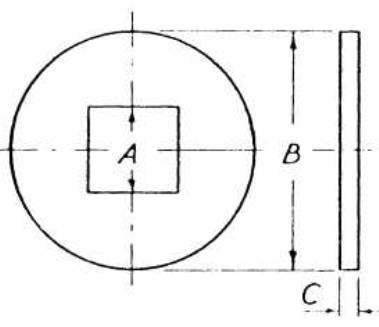 Dimensions for Round Washers with Square Holes to BS 3410
