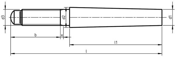 Dimensions for EU 28738 Taper pins with external thread