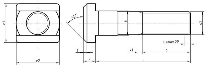 Dimensions for PN 61271 - Bolts and screws for T-slots