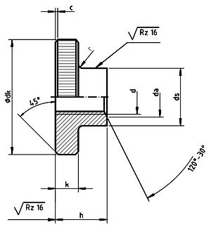 Dimensions for PN 82461 - Knurled nuts, high type