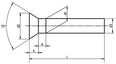 Dimensions for PN 82954 - Countersunk Head Rivets