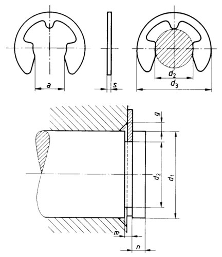 Dimensions for PN 85112 - Retaining washers for shafts